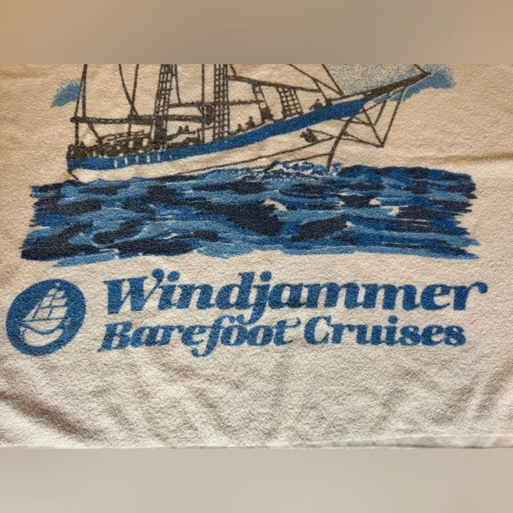 Vintage Windjammer Barefoot Cruises Made in USA Beach Towel